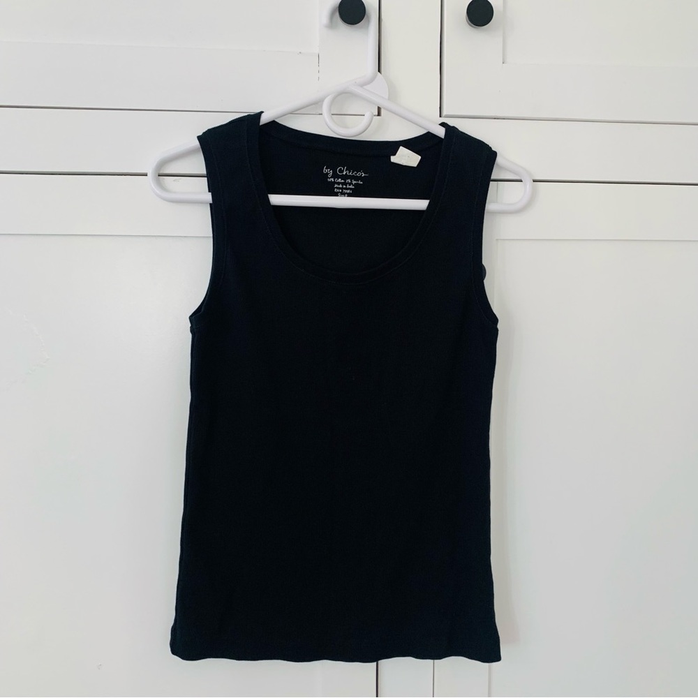 Chico’s Black Ribbed Tank Top Size Small